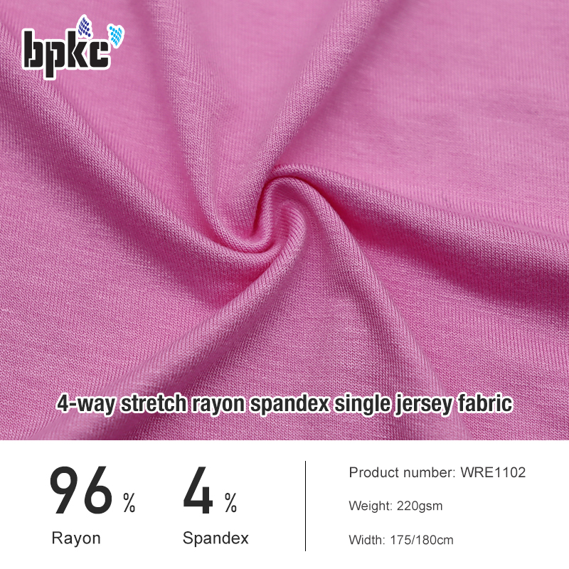 4-way stretch rayon spandex single jersey fabric